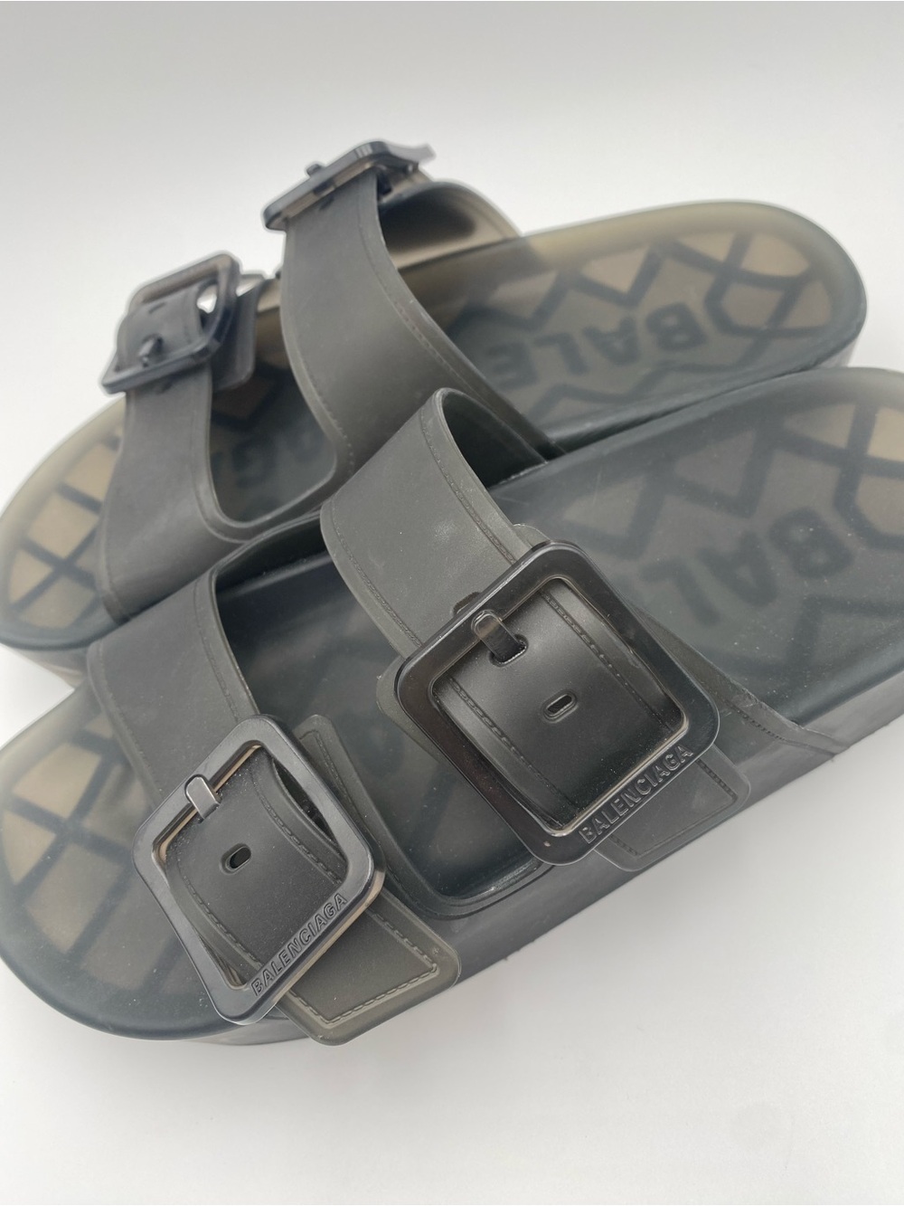 Balenciaga Black Platform Double-Buckle Slide Sandals - Picture 3 of 15